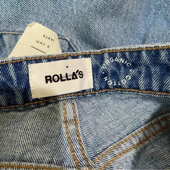 NWT Free People Rollas East Coast Flare Jeans High Rise in Byron Blue Rips 26 - Picture 10 of 12